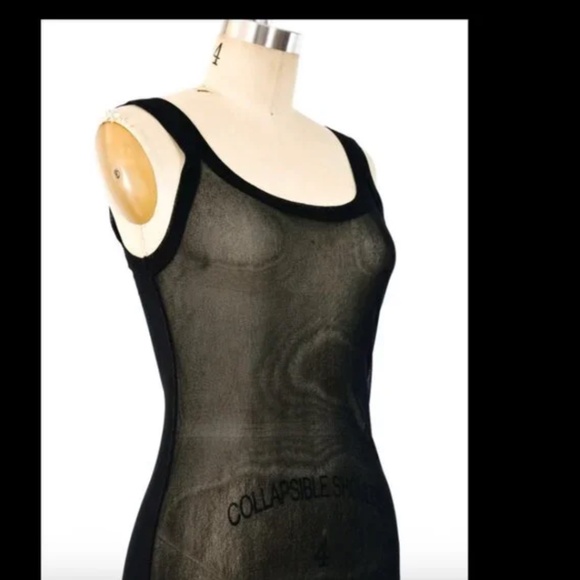 Jean Paul Gaultier Soleil Vintage RED Mesh Body-con Maxi Sleeveless Dress size S - Picture 5 of 11